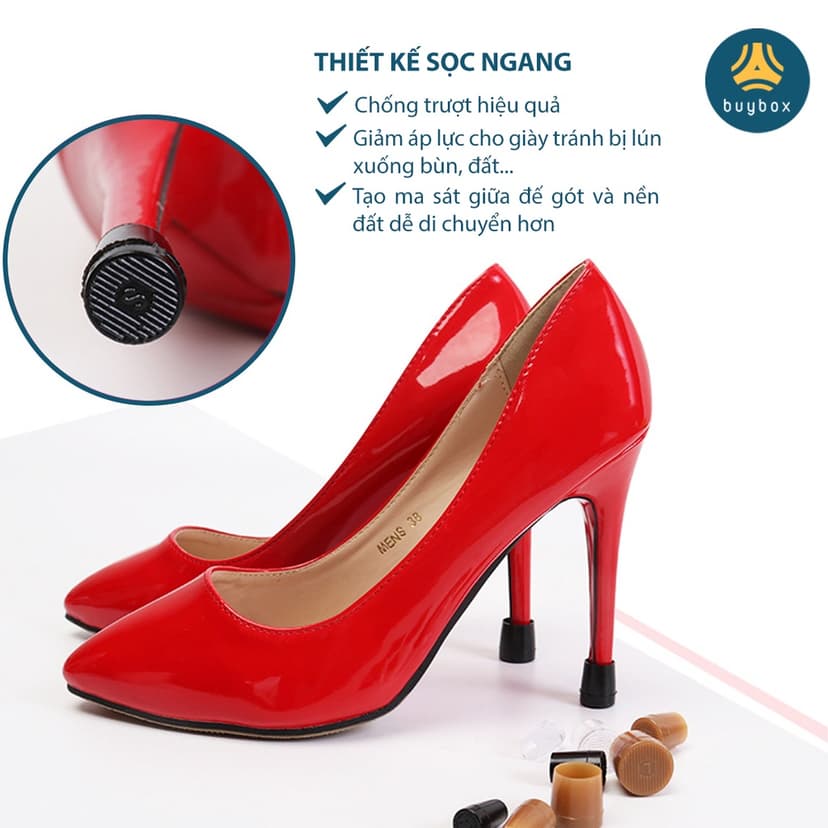 Ảnh Bộ đôi nút bọc gót giày cao gót hình tròn, chữ U giảm tiếng ồn chống mòn gót - Buybox - BBPK291 3