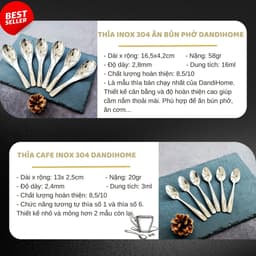 Thumbnail Thìa cafe DandiHome inox 304 cao cấp dùng để uống cafe, uống trà, ăn bánh kem, ăn dặm cho bé 3