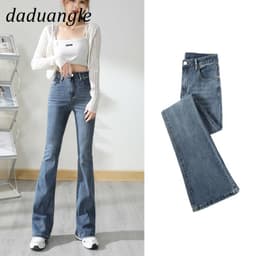 Thumbnail Quần jean DADUHEY lưng cao ống loe co giãn nhẹ size lớn phong cách Hàn Quốc mới thời trang dành cho nữ 1