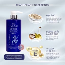 Thumbnail Sữa tắm trắng da Reihaku Hatomugi 600ml dưỡng ẩm sâu mềm mịn da chiết xuất ý dĩ hàng Nhật Nội Địa - Bahachiha 4