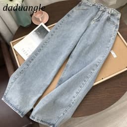 Thumbnail Quần jean Daduhey 9 tấc lưng cao ống rộng dáng thẳng phong cách Hàn Quốc thời trang cho nữ plus size 2