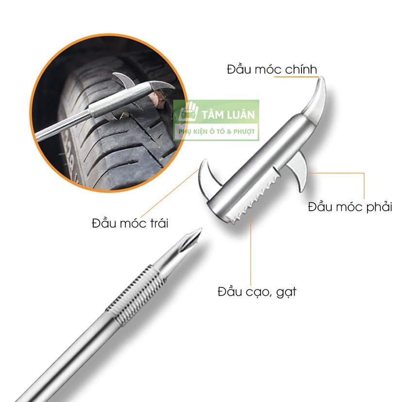 Ảnh Móc đá lốp xe cậy sỏi đinh, tua vít đa năng, dụng cụ nạy đá dăm bảo vệ lốp phụ kiện oto Tâm Luân 1