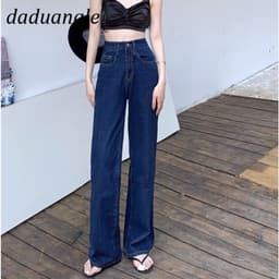 Thumbnail Quần jean Daduhey lưng cao dáng rộng size lớn thời trang phong cách Hàn Quốc mới cho nữ 4