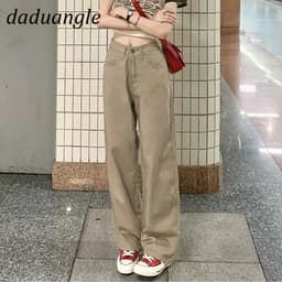 Thumbnail Daduhey Quần jean lưng cao ống rộng thời trang phong cách Hàn Quốc cá tính cho nữ 3