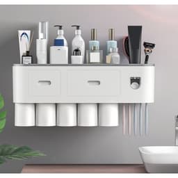 Thumbnail Kệ Nhả Kem Đánh Răng Tự Động OENON 5 Cốc Chất Liệu Nhựa ABS Lắp Đặt Dán Tường Gạch Men 2