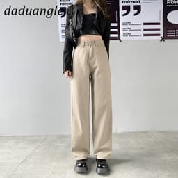 Thumbnail Quần jean Daduhey lưng cao dáng rộng thẳng thời trang phong cách Hàn Quốc cao cấp cho nữ 3
