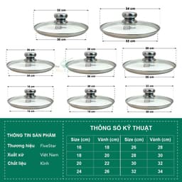 Thumbnail Vung kính cao cấp Fivestar dùng cho nồi và chảo size 16 cm đến 32cm 4