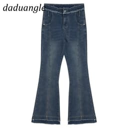 Thumbnail Quần jean dài DADUHEY ống loe dáng suông rộng kích thước lớn lưng cao thời trang Hàn Quốc mới dành cho nữ 3