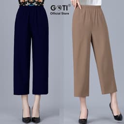 Thumbnail GOTI - Quần Lững Nữ Trung Niên Cao Cấp Kiểu Lưng Thun Co Giãn Nhẹ Nhiều Size Nhiều Màu Đen 3Q39 1