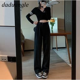 Thumbnail Quần jean Daduhey lưng cao dáng rộng thẳng phiên bản Hàn Quốc thời trang cao cấp cho nữ plus size 4