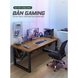 Thumbnail Bàn gaming, bàn làm việc có kệ để đồ khung thép mặt gỗ mdf phủ melamin thương hiệu IGA - Gm68 1