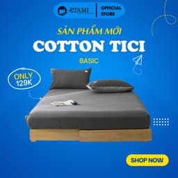 Thumbnail Bộ ga gối cotton tici ETAMI nhiều màu basic miễn phí bo chun cho drap giường ga trải giường 2