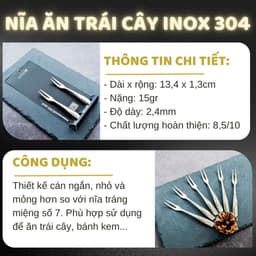 Thumbnail Nĩa DandiHome ăn trái cây, hoa quả, ốc, bánh kem inox 304 cao cấp - Sản phẩm lẻ 1 cái 4
