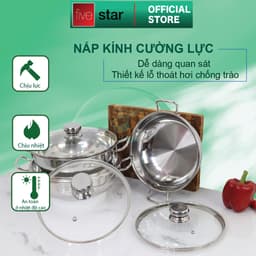 Thumbnail Nồi lẩu um xào inox 430 bếp từ 3 đáy Fivestar nắp kính ( 24cm / 26cm / 28cm ) 4