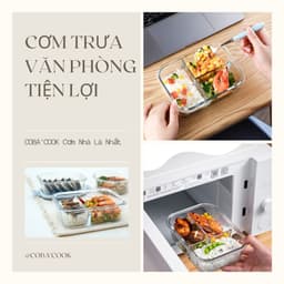 Thumbnail Bộ Hộp Cơm Chia 3 Ngăn 1040ml Và Hộp Tròn 400ml Chống Tràn Chịu Nhiệt Kèm Túi COBACOOK- CCL1NR42BB 2