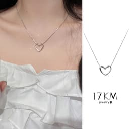 Thumbnail Vòng cổ bạc 17KM Thép không gỉ mặt trái tim đơn giản thời trang cho nữ 2