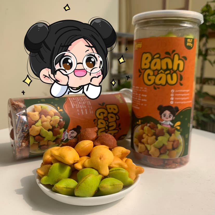 Ảnh Bánh gấu Trạm ngọt Yumi nhân kem sữa 3 vị truyền thống, cà phê, chùm ngây, bánh ngọt ăn vặt thơm ngon 3