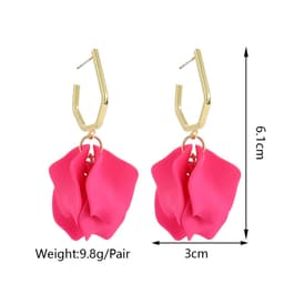 Thumbnail Khuyên tai Pinkdudu PD981 chất liệu acrylic dáng dài mặt cánh hoa hồng thời trang cho nữ 2