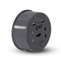 Thumbnail Ổ Cắm Điện Du Lịch COMET CES9111 Dây Quay Tròn Dài 1M, 2 Ổ USB, 1 Ổ 3 Chấu, 1 Ổ 2 Chấu 3