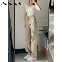 Thumbnail Quần jean Daduhey lưng cao dáng rộng thẳng phiên bản Hàn Quốc thời trang cao cấp cho nữ plus size 2