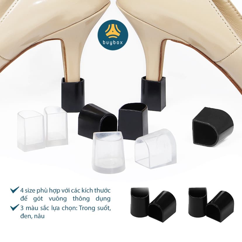 Ảnh Bộ đôi nút bọc gót giày cao gót hình tròn, chữ U giảm tiếng ồn chống mòn gót - Buybox - BBPK291 4