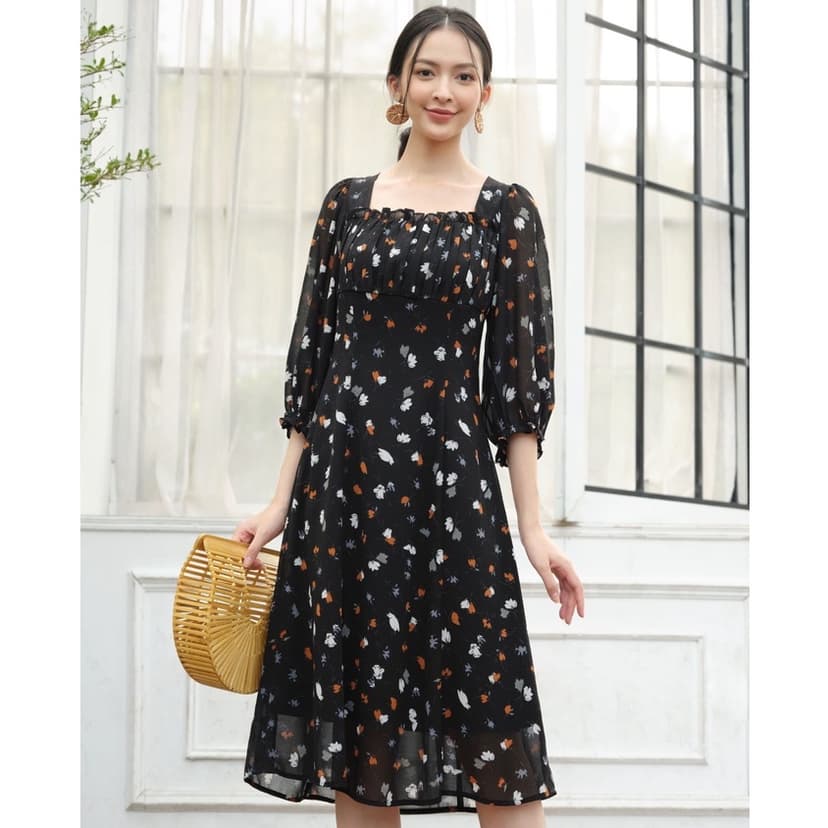 Ảnh De Leah - Đầm A Nhún Li Ngực Tay Lỡ - Thời Trang Thiết Kế 1