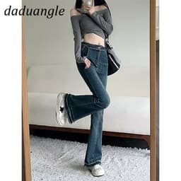 Thumbnail Quần jean dài DADUHEY ống loe dáng suông rộng kích thước lớn lưng cao thời trang Hàn Quốc mới dành cho nữ 4