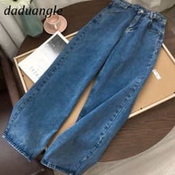 Thumbnail Quần jean Daduhey 9 tấc lưng cao ống rộng dáng thẳng phong cách Hàn Quốc thời trang cho nữ plus size 4