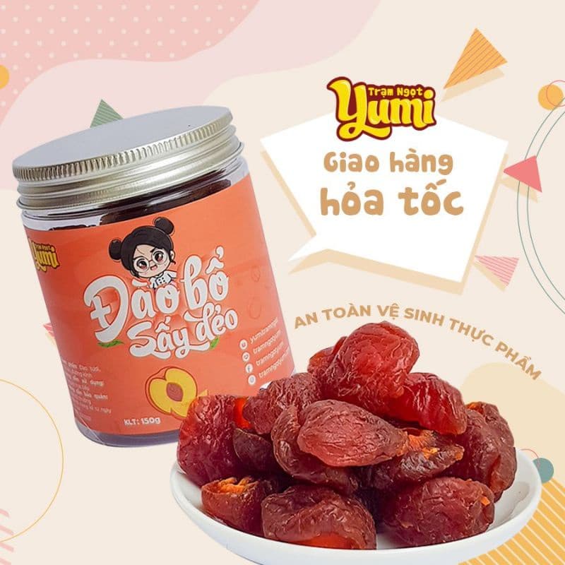 Ảnh Đào bổ sấy dẻo Ô mai Yumi hoa quả trái cây khô ăn vặt thơm ngon 1