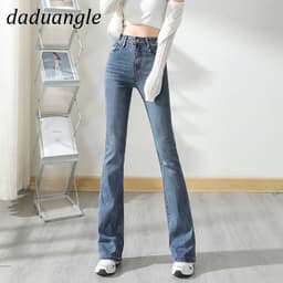 Thumbnail Quần jean DADUHEY lưng cao ống loe co giãn nhẹ size lớn phong cách Hàn Quốc mới thời trang dành cho nữ 4