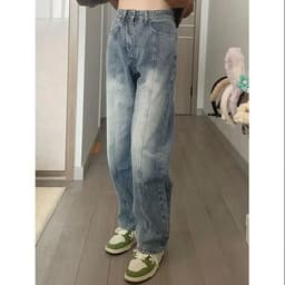 Thumbnail Quần jean dài daduhey ống rộng phong cách Mỹ cổ điển thời trang 2022 dành cho nữ 1