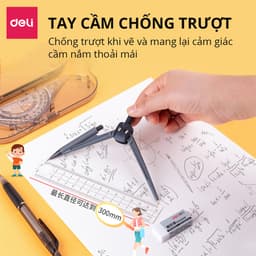 Thumbnail Bộ thước kẻ compa 8 món Deli chuyên dụng cụ học tập cho học sinh eke thước kẻ tẩy chì đồ dung học tập - 9591 2