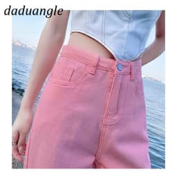 Thumbnail Quần jean Daduhey lưng cao ống rộng phiên bản ins Hàn Quốc tùy chọn màu thời trang cho nữ 1