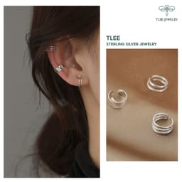 Thumbnail Khuyên tai bạc nữ TLEE kẹp vành set 3 mẫu basic TLEE JEWELRY B0116 1