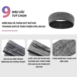Thumbnail Băng đô thể thao thấm hút mồ hôi nam nữ, vải dệt kim không xù lông Yasu 2103 2