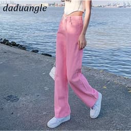 Thumbnail Quần jean Daduhey lưng cao ống rộng phiên bản ins Hàn Quốc tùy chọn màu thời trang cho nữ 3