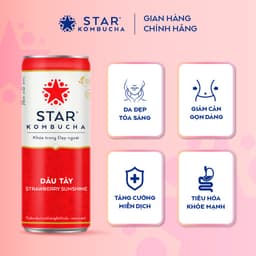 Thumbnail Thùng 12 lon trà STAR KOMBUCHA Dâu Tây /Strawberry (250ml/lon)- Trà lên men vi sinh bảo vệ sức khỏe 1