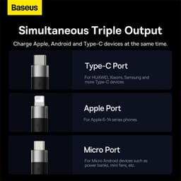 Thumbnail Cáp sạc BASEUS 3 trong 1 micro USB type C thích hợp cáp sạc nhanh cho ip 14 13 12 pro max 3.5a Samsung Xiaomi Redmi 2