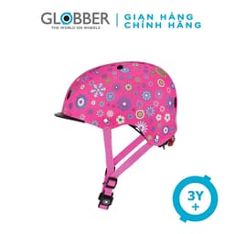 Thumbnail Mũ Bảo Hộ Chơi Xe Trượt Có Thể Điều Chỉnh Kích Cỡ Và Đèn Phát Sáng Globber Elite XS/S Cho Bé Từ 3-6 Tuổi - Hồng/Họa Tiết 1