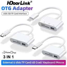 Thumbnail Đầu đọc thẻ nhớ HDOORLINK SD/TF/USB 3 trong 1 có cáp Type-C/Micro USB/iPhone sang SD cao cấp thích hợp cho iPad HUAWEI 2