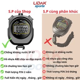 Thumbnail Đồng hồ bấm giây, đo thời gian chính hãng PC894. Bấm giờ thể thao nhớ 1LAP LIDAK SPORT 4