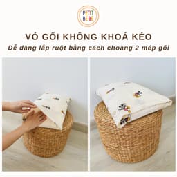 Thumbnail Gối nằm cho bé mẫu giáo tiểu học muslin Petit Bebe 30x50cm mềm mát thoáng khí 4