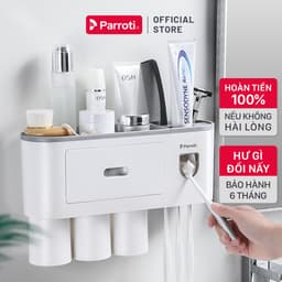 Thumbnail Bộ Nhả Kem Đánh Răng Thông Minh, kệ để đồ phòng tắm, bộ lấy kem đánh răng thông minh Parroti Morning 1