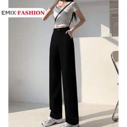 Thumbnail Quần công sở nữ ống suông EMIX dáng dài cạp cao khóa giữa chất tuyết mưa Q0995/P2K7 1