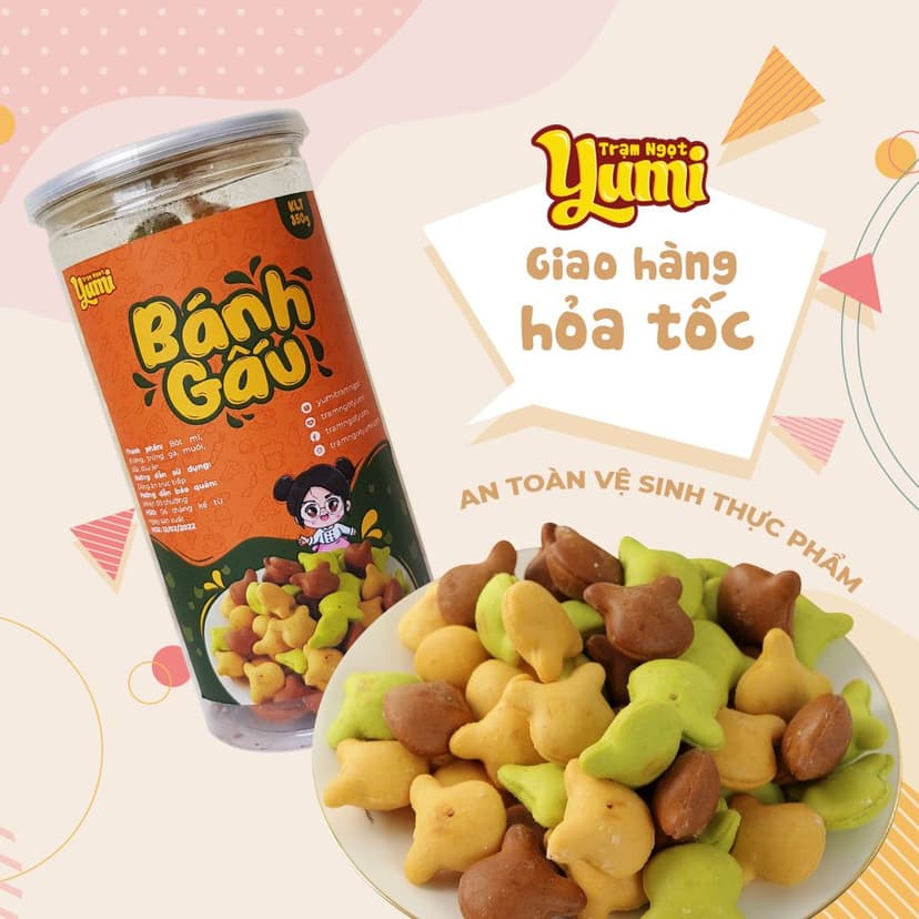 Ảnh Bánh gấu Trạm ngọt Yumi nhân kem sữa 3 vị truyền thống, cà phê, chùm ngây, bánh ngọt ăn vặt thơm ngon 1