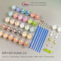Thumbnail Tranh số hoá tự tô màu theo số đêm trăng tuyết rơi GAM kèm khung đã căng PC4645 lọ màu 5ml 2