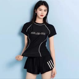 Thumbnail Bikini đi biển nữ LUHAZO du lịch kín đáo đùi 2023 ngắn Tay đi biển Hàn Quốc 2 mảnh  kiểu Quảng Châu Đẹp Co Giãn 6830 2