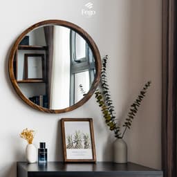 Thumbnail Gương tròn treo tường viền gỗ tự nhiên FEGO dành cho bàn trang điểm, decor phòng tắm và phòng ngủ 1