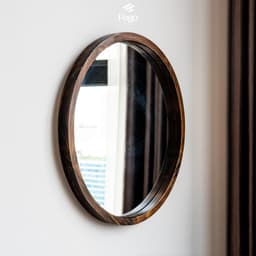 Thumbnail Gương tròn treo tường viền gỗ tự nhiên FEGO dành cho bàn trang điểm, decor phòng tắm và phòng ngủ 2
