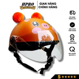 Thumbnail Mũ bảo hiểm cho bé Hpro helmet, an toàn cho trẻ em từ 3-8 tuổi, có kính chắn gió, họa tiết heo xinh đáng yêu 4